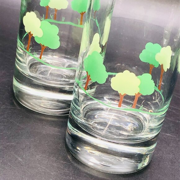 Vintage 80s Green Tree Hill Tom Collins Cocktail Highball Glass -Set of 4 - Picture 10 of 11
